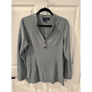 Eastern Mountain‎ sports Textured Henley Women's Size Med  Blue Gray